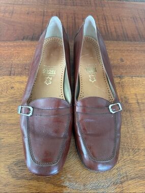 Tacco Comfort Chestnut Brown Leather Buckle Loafers Made in Germany